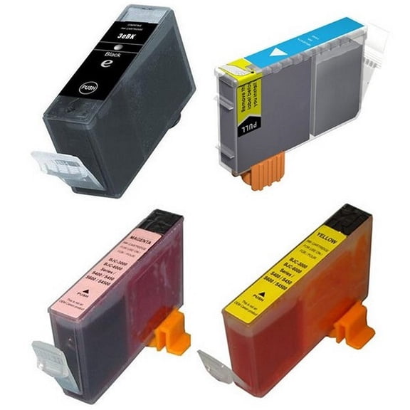 PrinterDash Compatible with Canon BJC-3000/BJC-6000/BJC-6500/i550/i850/i880/S400/S500/S4500 Inkjet Combo Pack (BK/C/M/Y) (BCI-3E) (CST-6366-000)