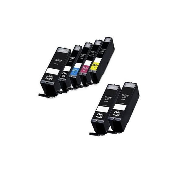 PrinterDash Compatible with Canon PIXMA iP-7220/iP-8720/MG-5420/MG-5520/MG-5620/MG-6620/MG-7120/MG-7520 High Yield Inkjet Combo Pack (5-BK/1-C/M/Y) (PGI-250XL_3PK/CLI-251XLMP)