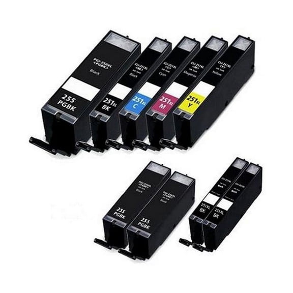 PrinterDash Compatible with Canon PIXMA iX-6850/MX-722/MX-922/MX-925 Extra High Yield Inkjet Combo Pack (6-BK/1-C/M/Y) (PGI-255XXLBK_3PK/CL-251XLMP)
