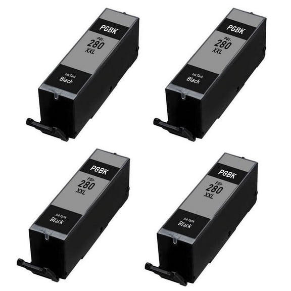 PrinterDash Compatible with Canon PIXMA TR-7520/TR-8520/TR-8620/TS-6120/TS-8120/TS-9120/TS-9520/TS-9521 Black Super High Yield Inkjet (4/PK-25.7ML) (PGI-280XXLBK_4PK)