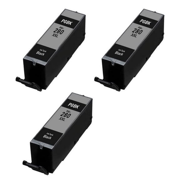 PrinterDash Compatible with Canon PIXMA TR-7520/TR-8520/TR-8620/TS-6120/TS-8120/TS-9120/TS-9520/TS-9521 Black Super High Yield Inkjet (3/PK-25.7ML) (PGI-280XXLBK_3PK)