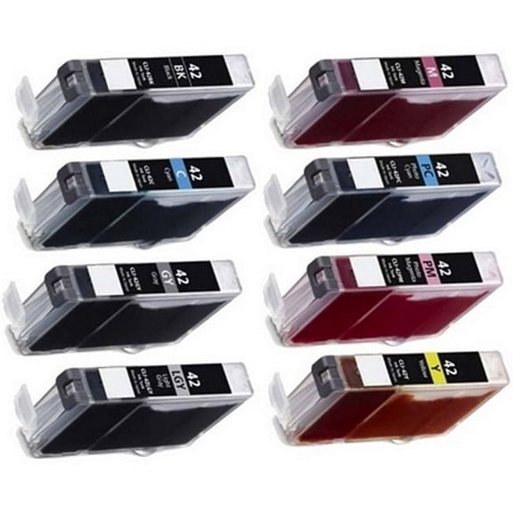 PrinterDash Compatible with Canon PIXMA PRO 100/PIXMA PRO 100S Series Inkjet Combo Pack (BK/C/M/Y/PC/PM/GY/LGY) (CLI-42) (6384B010)