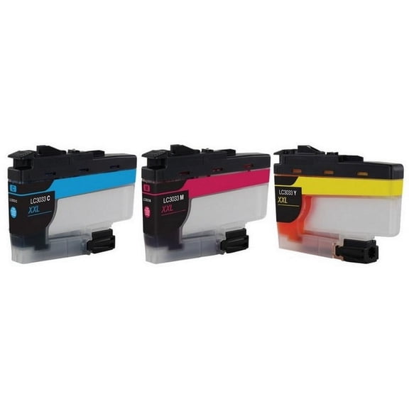 PrinterDash Compatible with Brother DCP-J1100DW/MFC-J805DW/MFC-J815DW/MFC-J995DW/MFC-J1300DW Super High Yield Inkjet Combo Pack (C/M/Y) (LC-3233XXLCMY)