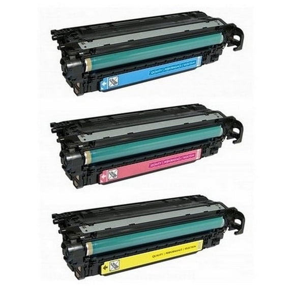 PrinterDash Compatible with HP Color Laser Jet Enterprise 500 M551dn/M551n/M551xh/M570dn/M575f/M575dn Jumbo Toner Cartridge Combo Pack (C/M/Y) (NO. 507A) (CE40XCMY)