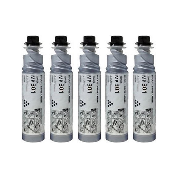 PrinterDash Compatible with Lanier MP-301SP/MP-301SPF Black Toner Cartridge (5/PK-8000 Page Yield) (TYPE MP301) (841767_5PK)