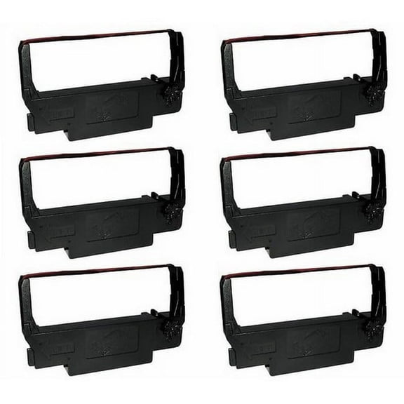 PrinterDash Compatible Replacement for M119/M270/TM-300/TM-U200/TM-U210/TM-U220/TM-U300/TM-U375 Black/Red P.O.S. Printer Ribbons (6/PK) (ERC-34RB)