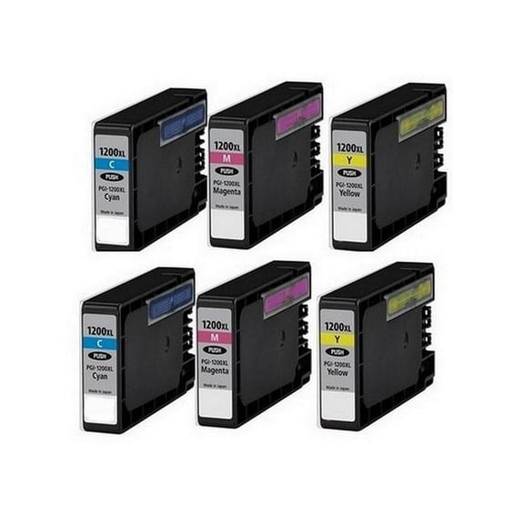 PrinterDash Compatible with Canon MAXIFY MB-2020/MB-2120/MB-2320/MB-2720 High Yield Inkjet Combo Pack (2-C/M/Y) (PGI-12002CMY)