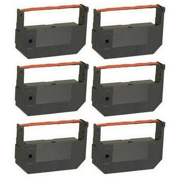 PrinterDash Compatible Replacement for Monroe 2120/2700/ 2800 Series Marc II/4150/8770 Black/Red Printer Ribbons (6/PK) (P71)