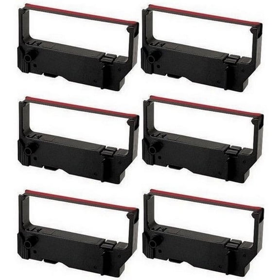 PrinterDash Compatible Replacement for NCR 9410-0210BR Black/Red Printer Ribbons (6/PK) - Equivalent to Star Micronics RC-200BR