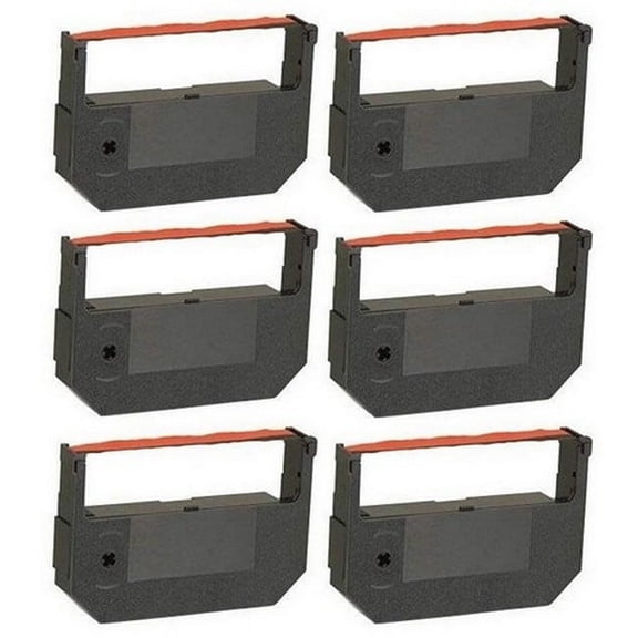 PrinterDash Compatible with NER 5-1037 Black/Red Printer Ribbons (6/PK) - Replacement to Hermes 550NX