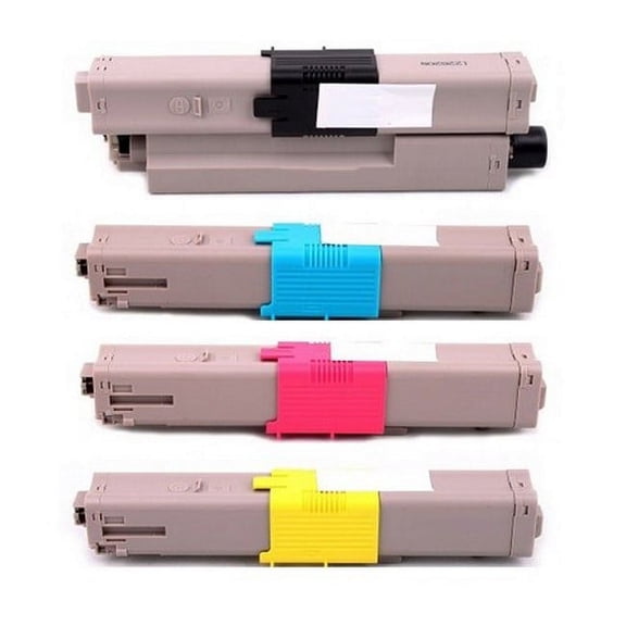 PrinterDash Compatible with Okidata C310/C330/C331/C510/C511/C530/C531/MC-351/MC-352/MC-361/MC-362/MC-561/MC-562 Series Toner Cartridge Combo Pack (BK/C/M/Y) (TYPE 17) (444698BCMY)