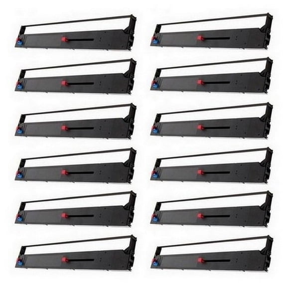 PrinterDash Compatible with Okidata MICROLINE 8480FB/MICROLINE 8480 Flatbed/ML-8480 Series Black Printer Ribbons (12/PK) (41708209_12PK)