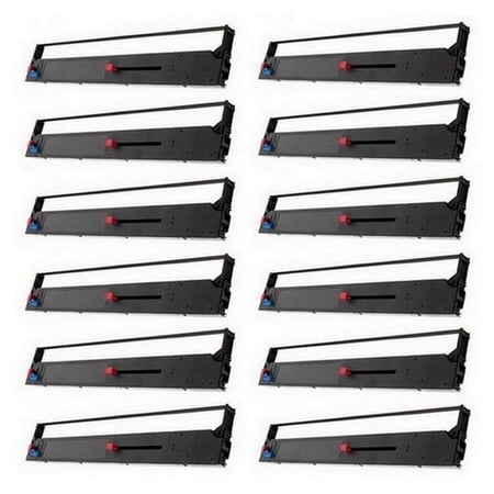 PrinterDash Compatible with Okidata MICROLINE 8480FB/MICROLINE 8480 Flatbed/ML-8480 Series Black Printer Ribbons (12/PK) (C1336_12PK)
