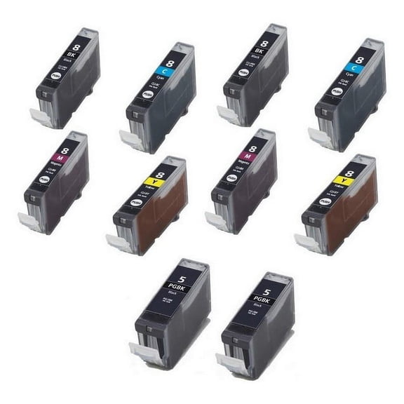 PrinterDash Compatible Replacement for PIXMA iP-3300/4200/5200/MP-500/600/800/970 Replacement Combo Pack (4-BK/2-C/M/Y) (PGI-5/CLI-8MP)