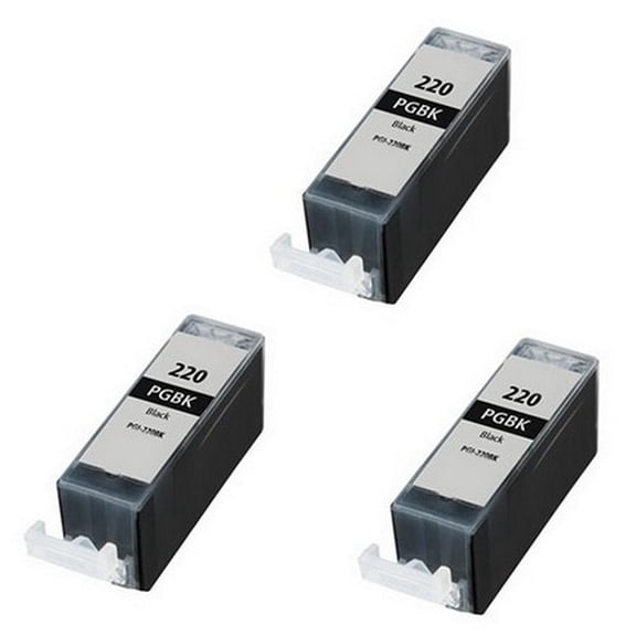 PrinterDash Compatible with Canon PIXMA iP-3600/iP-4600/iP-4700/MP-560/MP-640/MP-860/MP-980/MP-990/SFP1/SFP2 Pigment Black Inkjet (3/PK) (PGI-220BK) (2932B001_3PK)