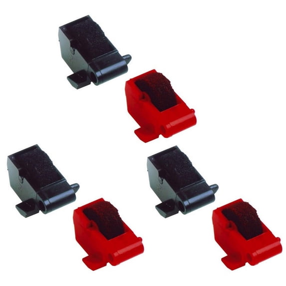 PrinterDash Compatible Replacement for Porelon 11207 Black/Red Ink Rollers (3-Each-Black/3-Each-Red) - Replacement to Sharp EA-781RBR