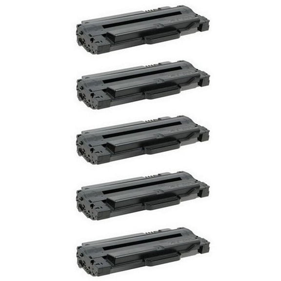 PrinterDash Compatible with Samsung ML-1910/ML-1915/ML-2525W/ML-2540R/ML-2580N/SCX-4600/SCX-4623FN/SCX-4623FW/SF-650P Toner Cartridge (5/PK-2500 Page Yield) (SU758A_5PK)