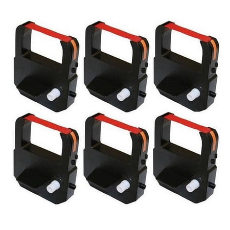 PrinterDash Compatible with Simplex Patriot 1602-9801/Patriot 300 Red Time Clock Printer Ribbons (6/PK) (WIR021010R)