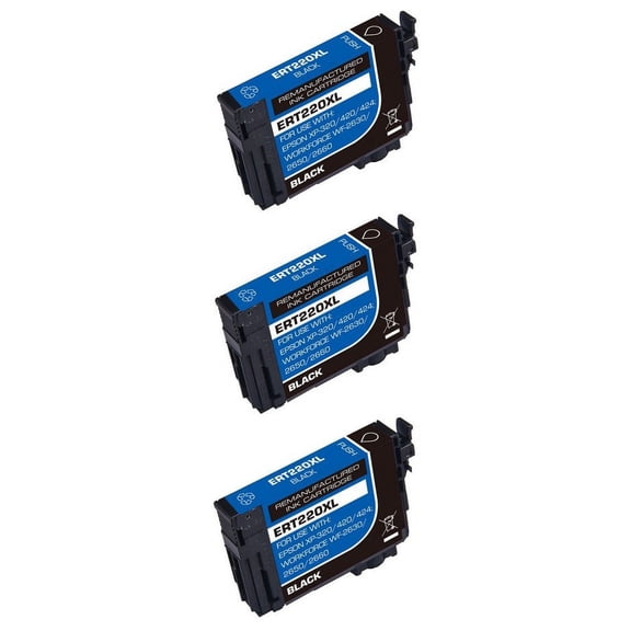 PrinterDash Compatible with WorkForce WF-2630/WF-2650/WF-2660/WF-2750/WF-2760/XP-320/XP-420/XP-424 Black High Yield Inkjet (3/PK-500 Page Yield) (NO. 220XL) (T220XL120-S_3PK)