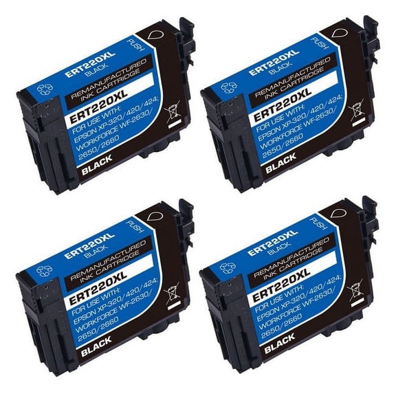 PrinterDash Compatible with WorkForce WF-2630/WF-2650/WF-2660/WF-2750/WF-2760/XP-320/XP-420/XP-424 Black High Yield Inkjet (4/PK-500 Page Yield) (NO. 220XL) (T220XL120-S_4PK)