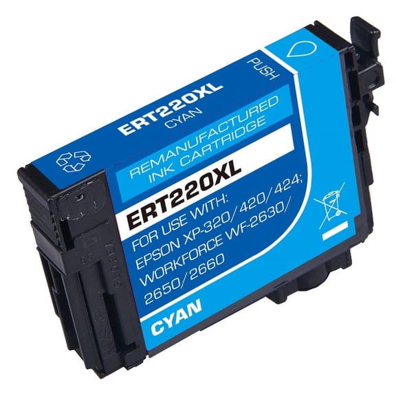 PrinterDash Compatible with WorkForce WF-2630/WF-2650/WF-2660/WF-2750/WF-2760/XP-320/XP-420/XP-424 Cyan High Yield Inkjet (450 Page Yield) (NO. 220XL) (T220XL220-S-US)