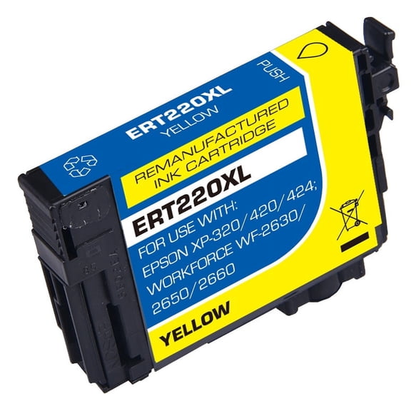 PrinterDash Compatible with WorkForce WF-2630/WF-2650/WF-2660/WF-2750/WF-2760/XP-320/XP-420/XP-424 Yellow High Yield Inkjet (450 Page Yield) (NO. 220XL) (T220420-S)
