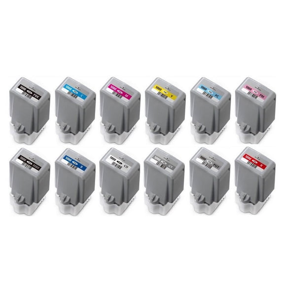 PrinterDash Compatible with Canon ImagePROGRAF PRO 1000 Wide Format Inkjet Combo Pack (PFI-1000PBKCMYPCPMMBKCOBRGYDGY)