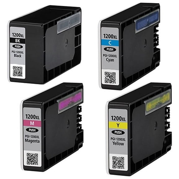 PrinterDash Compatible with Canon MAXIFY MB-2020/MB-2120/MB-2320/MB-2720 High Yield Inkjet Combo Pack (BK/C/M/Y) (PGI-1200XLMP)