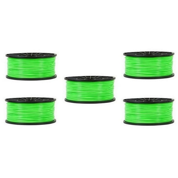 PrinterDash Premiere Replacement for 3D Printer Universal PLA Green Filament (5/PK-1.75MM-1000 Grams) (PFPLAGR_5PK)