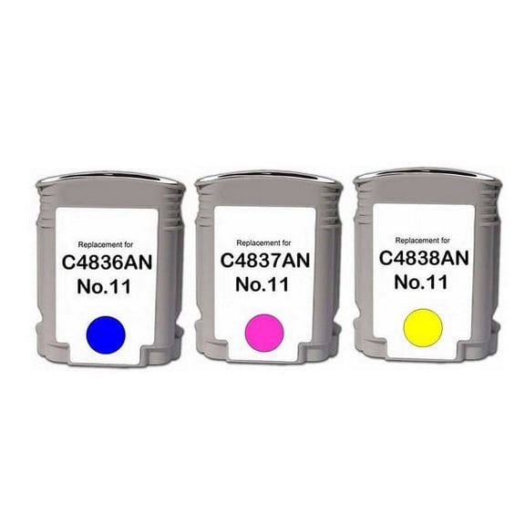 PrinterDash Compatible with HP Business 1000/2200/2300/2600/2800/DesignJet 100/110/120/OfficeJet 9100/9130 Inkjet Combo Pack (C/M/Y) (NO. 11) (NO.11CMY)