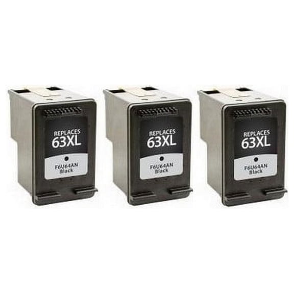 PrinterDash Compatible with HP DeskJet 1112/2130/3630/3635/ENVY 4510/4520/OfficeJet 3830/4650/5200/5260/5272 Black High Yield Inkjet (3/PK-480 Page Yield) (NO. 63XL) (F6U64AN_3PK)