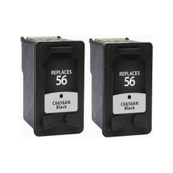 PrinterDash Compatible with HP DeskJet 450/5000/9600/PS-7000/OfficeJet 4000/5000/6110/PSC-1000/PSC-2000/FAX 1240 Series Black Inkjet (2/PK-450 Page Yield) (NO. 56) (C6656GE_2PK)