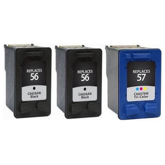 PrinterDash Compatible with HP DeskJet 450/5000/9600/PS-7000/OfficeJet 4000/5000/6110/PSC-1000/PSC-2000/FAX 1240 Series Inkjet Combo Pack (2-Black/1-Color) (C6656AE_2PK/C6657AE_1PKMP)
