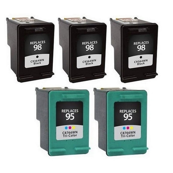 PrinterDash Compatible with HP OfficeJet H470/100/150/6310/PhotoSmart 2575/8000/C4150/D5060/D5160 Series Inkjet Combo Pack (3-Black/2-Color) (NO. 95/NO. 98) (C9364WN_3PK/C8766WN_2PKMP)