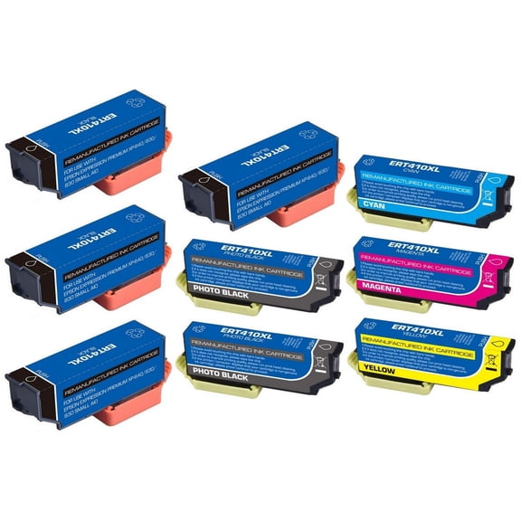 PrinterDash Compatible with Expression Premium XP-530/XP-540/XP-630/XP-640/XP-645/XP-830/XP-900/XP-7100 High Yield Inkjet Combo Pack (4-BK/2-PBK/C/M/Y) (T4104BK2PBKCMY-US)
