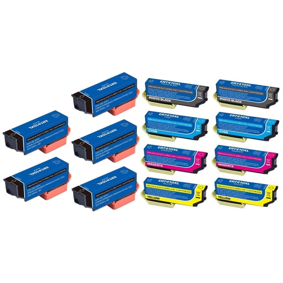 PrinterDash Compatible with Expression Premium XP-530/XP-540/XP-630/XP-640/XP-645/XP-830/XP-900/XP-7100 Inkjet Combo Pack (5-BK/2-PBK/C/M/Y) (NO. 410XL) (T410XL-7B2CS)