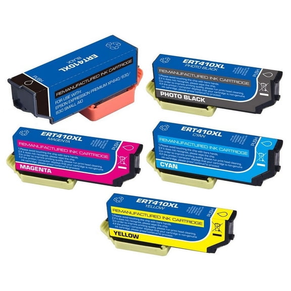 PrinterDash Compatible with Expression Premium XP-530/XP-540/XP-630/XP-640/XP-645/XP-830/XP-900/XP-7100 Inkjet Combo Pack (BK/PBK/C/M/Y) (NO. 410XL) (T410XLMP)