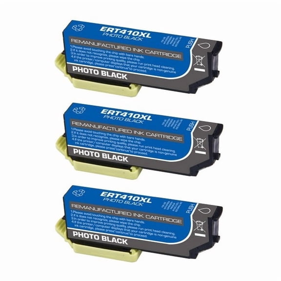 PrinterDash Compatible with Expression Premium XP-530/XP-540/XP-630/XP-640/XP-645/XP-830/XP-900/XP-7100 Photo Black H.Y. Inkjet (3/PK-500 Page Yield) (NO. 410XL) (C13T334140-US_3PK)