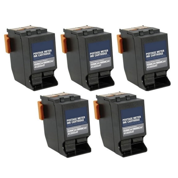 PrinterDash Compatible with Hasler IH-600AF/IH-600HF/IH-700/IH-750/IM-330/IM-350/ IM-420/IM-440/IM-460/IM-480/IM-750 Red Postage Meter Inkjet (5/PK-8500 Page Yield) (4135554T_5PK)