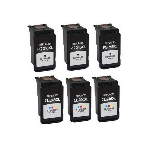 PrinterDash Compatible with Canon PIXMA iP-2820/MG-2410/MG-2510/MG-2920/MG-3020/MX-490/MX-492/TR-4520/TR-4522 Inkjet Combo Pack (3-Black/3-Color) (PG-545XL_3PK/CL-546XL_3PKMP)