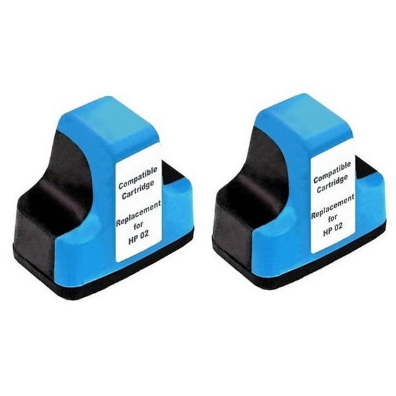PrinterDash Compatible with HP PhotoSmart 3110/3210/3310/8250/C5140/C6100/C6250/C7150/C7250/C8150/D7145/D7460 Cyan Inkjet (2/PK-400 Page Yield) (NO. 02) (C8771EE_2PK)