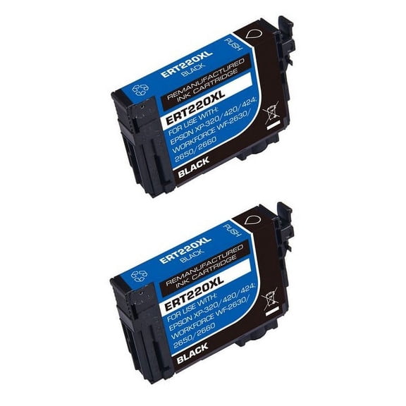 PrinterDash Compatible with WorkForce WF-2630/WF-2650/WF-2660/WF-2750/WF-2760/XP-320/XP-420/XP-424 Black High Yield Inkjet (2/PK-500 Page Yield) (NO. 220XL) (T220XL120-S-US_2PK)
