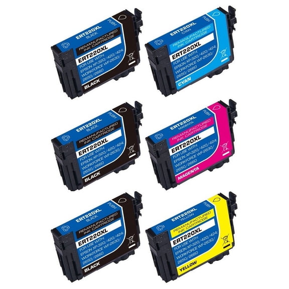 PrinterDash Compatible with WorkForce WF-2630/WF-2650/WF-2660/WF-2750/WF-2760/XP-320/XP-420/XP-424 High Yield Inkjet Combo Pack (3-BK/1-C/M/Y) (NO. 220XL) (T220XL120-S-3B1CS)