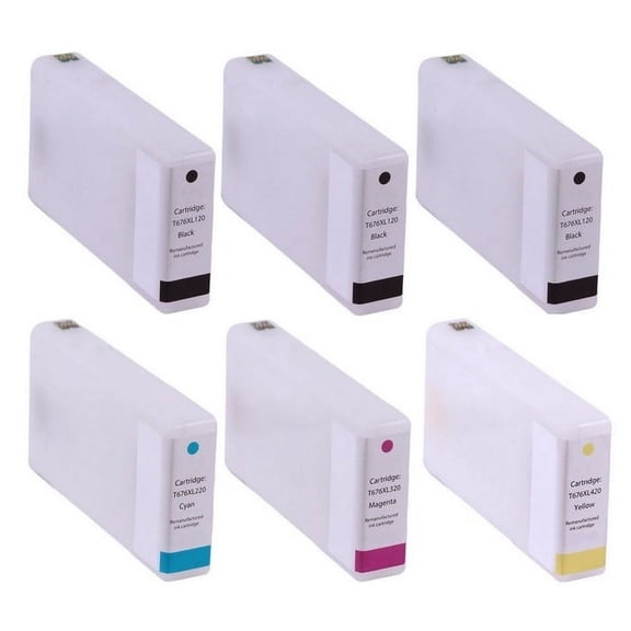 PrinterDash Compatible with WorkForce Pro WP-4010/WP-4020/WP-4090/WP-4520/WP-4530/WP-4540/WP-4590 High Yield Inkjet Combo Pack (3-BK/1-C/M/Y) (NO. 676XL) (T676XLS3BK1CMY-US)