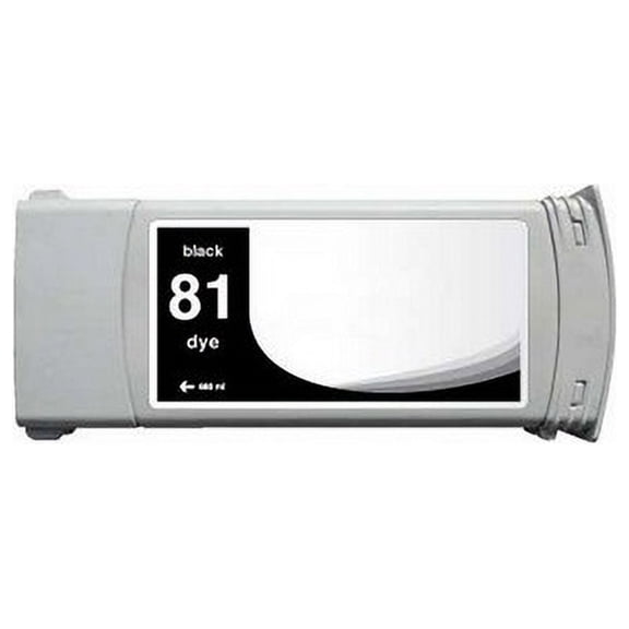 PrinterDash Compatible with HP DesignJet 5000/DesignJet 5500/DesignJet 5500PS Black Dye High Yield Wide Fomat Inkjet (680 ML) (NO. 81) (C4930A)