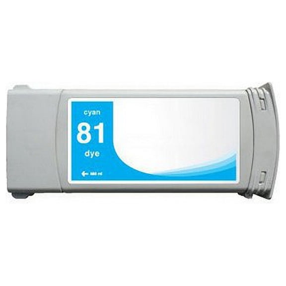 PrinterDash Compatible with HP DesignJet 5000/DesignJet 5500/DesignJet 5500PS Cyan Dye High Yield Wide Fomat Inkjet (680 ML) (NO. 81) (C4931A)