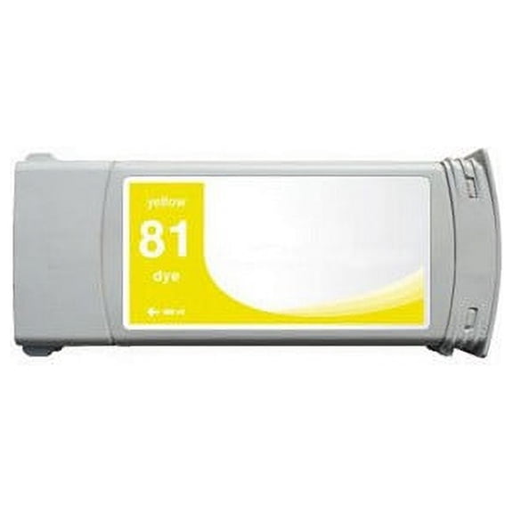 PrinterDash Compatible with HP DesignJet 5000/DesignJet 5500/DesignJet 5500PS Yellow Dye High Yield Wide Fomat Inkjet (680 ML) (NO. 81) (C4933A)