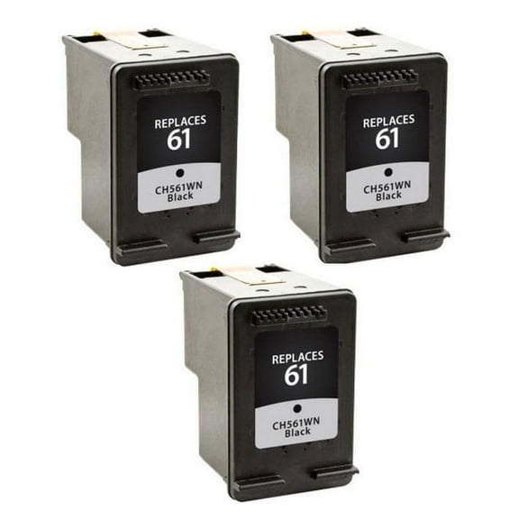 PrinterDash Compatible with HP DeskJet 1010/2050/2510/2540/3000/3050/3510/ENVY 4500/5530/OfficeJet 2620/4630 Black Inkjet (3/PK-190 Page Yield) (NO. 61) (CH561WN_3PK)