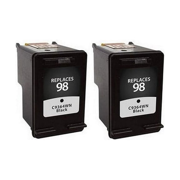 PrinterDash Compatible with HP DeskJet 5940/D4100/OfficeJet H470/100/6310/PhotoSmart 2575/8000 C4150/D5065/D5160 Series Black Inkjet (2/PK-420 Page Yield) (NO. 98) (D8J33AN_2PK)