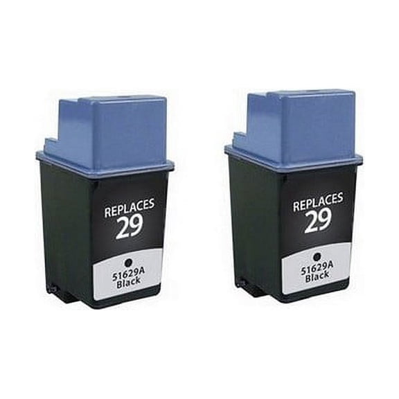 PrinterDash Compatible with HP DeskJet 600C/660C/670C/672C/680C/682C/690C/693C/694C/695C/697C/FAX-910/FAX-920/PSC-370/PSC-380 Black Inkjet (2/PK-720 Page Yield) (NO. 29) (51629AE_2PK)